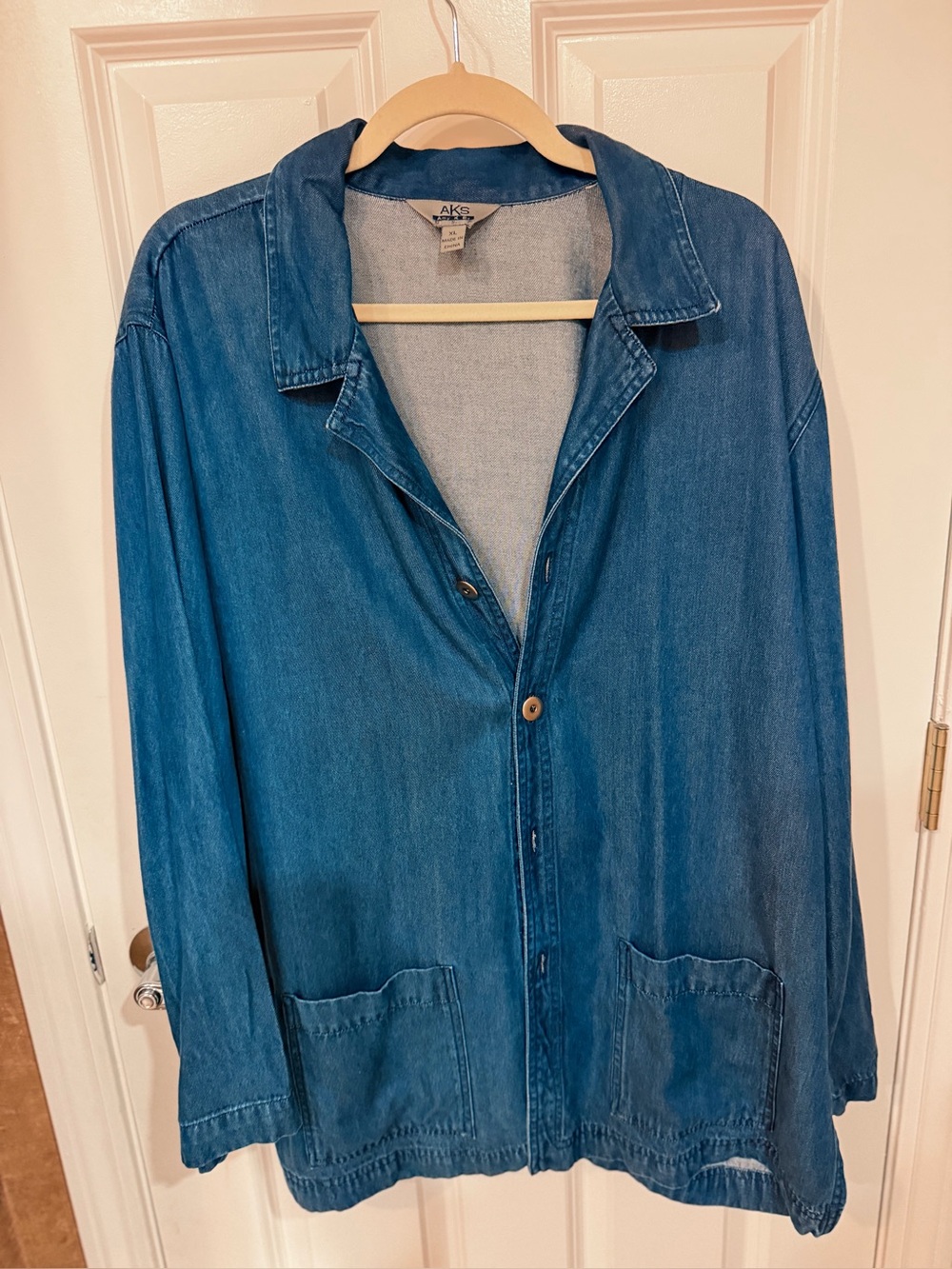 Vintage Amy K Su Chore Barn Denim Blue Jean Jacket Tencel Lyocell XL